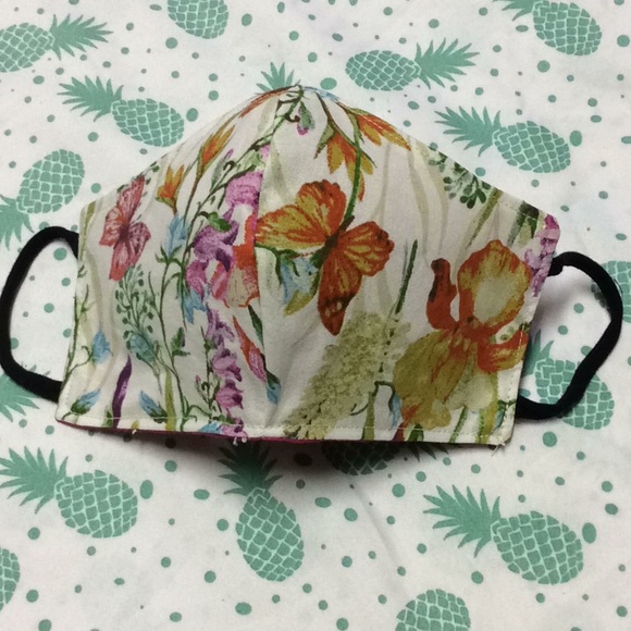 Hand Crafted Accessories - Rustic floral butterfly face mask handmade
